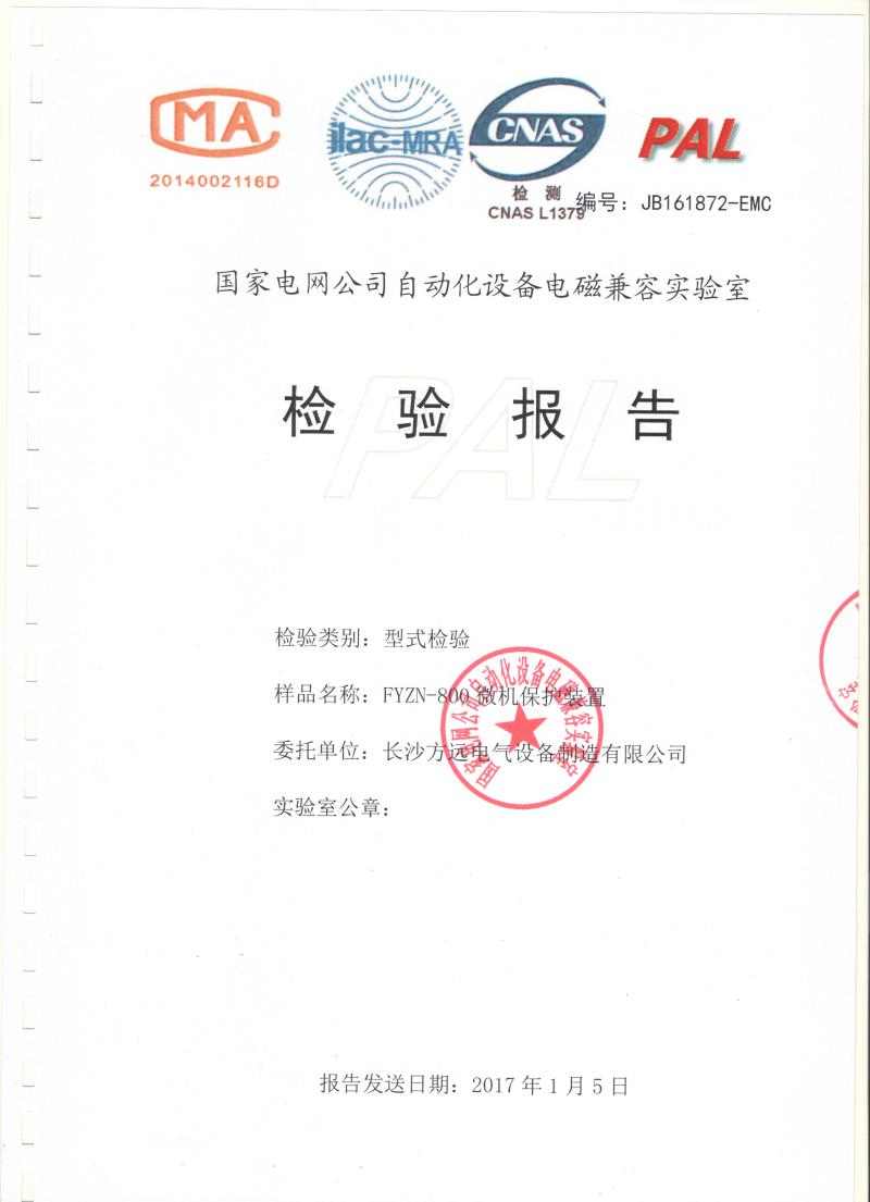 保护装置检验报告